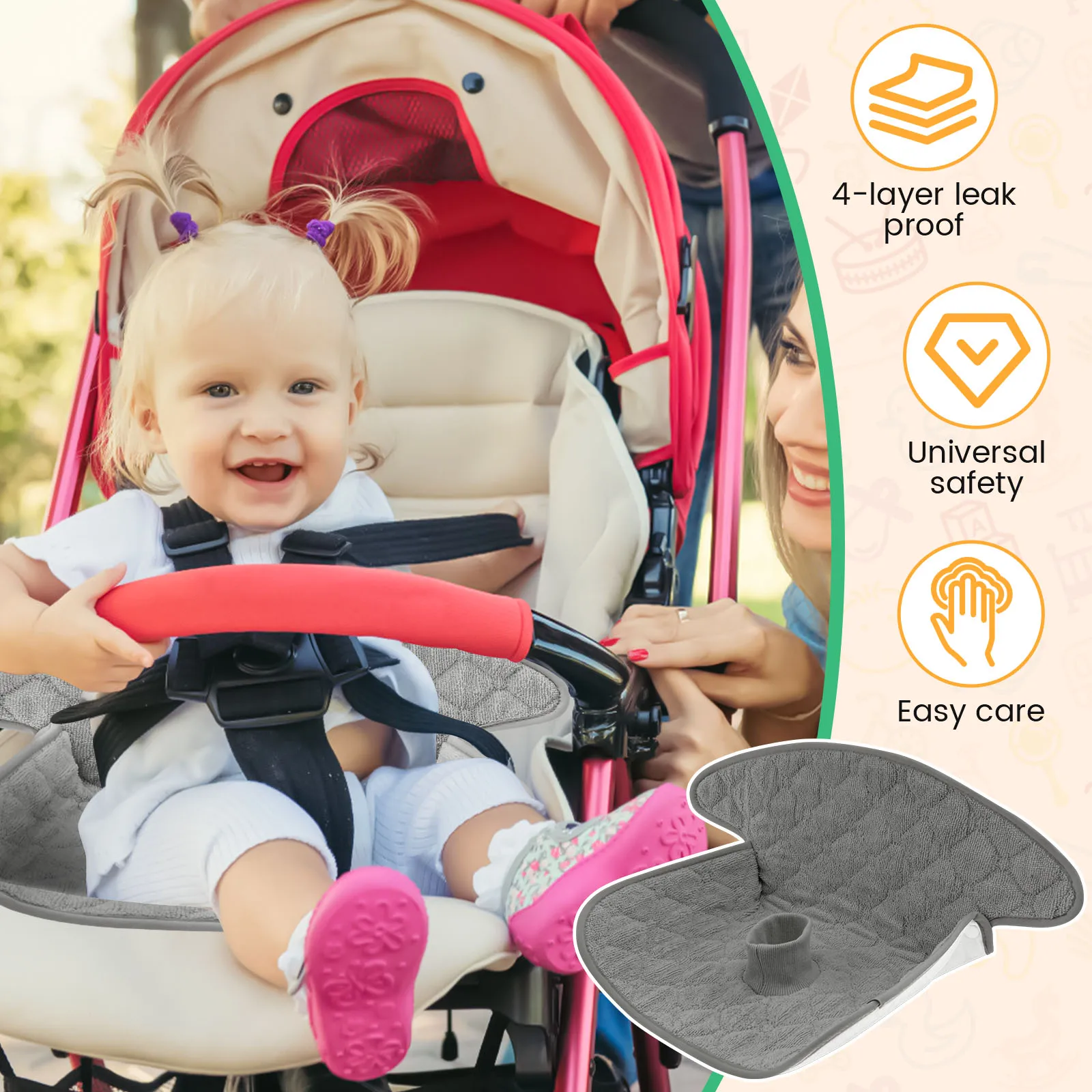 2 Pcs Baby Piddle Pad Polyeste - Infant Car Seat Cover recension och pris