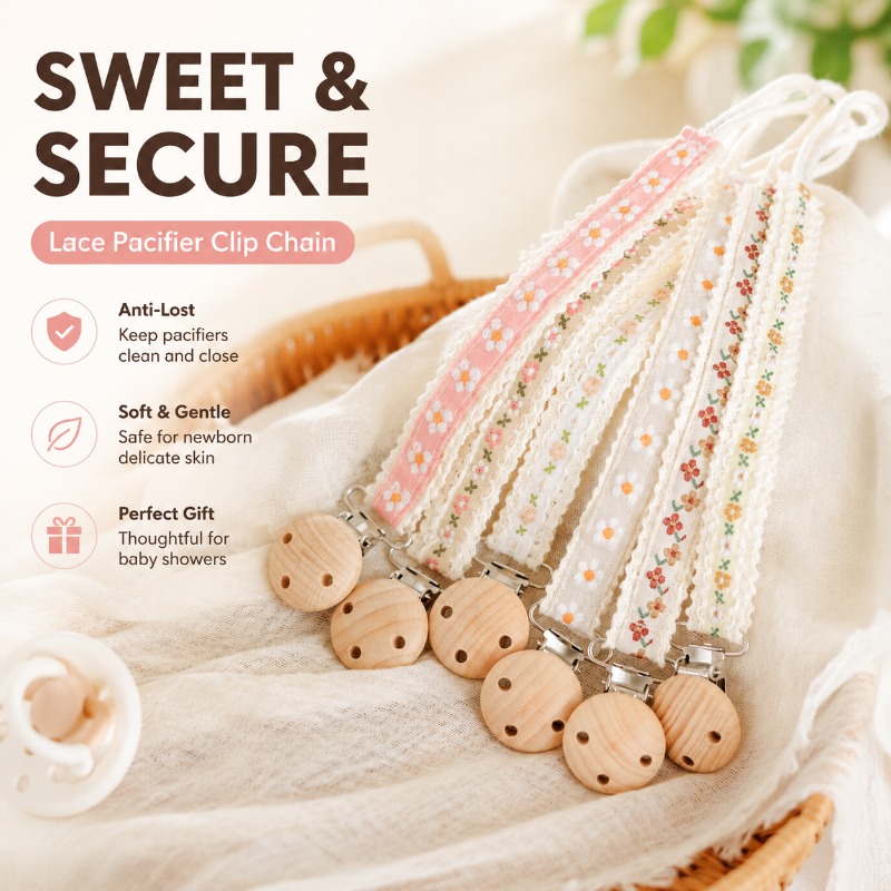 Lace Pacifier Clip Chain for N - Baby Pacifier Clip recension och pris